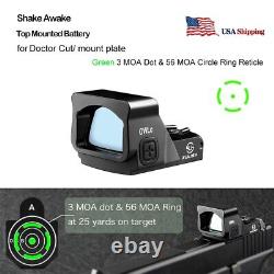 3MOA Green Dot & 56MOA Circle Ring Reticle Sight OWLC for Doctor Cut Glock Plate