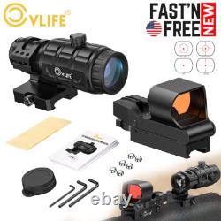 4 Type Reticle Red Dot Sight + 3X Magnifier Scope Combo CVLIFE agleFeather S02