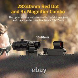4 Type Reticle Red Dot Sight + 3X Magnifier Scope Combo CVLIFE agleFeather S02