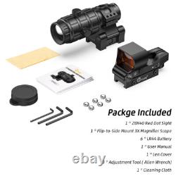 4 Type Reticle Red Dot Sight + 3X Magnifier Scope Combo CVLIFE agleFeather S02