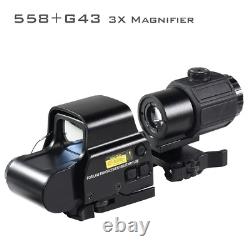 558 Red Green Dot Holographic Reflex Sight + G33 3X Magnifier Combo for Hunting