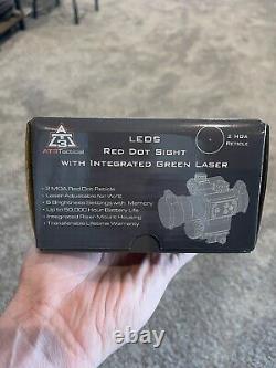 AT3 LEOS Red Dot Sight with Integrated GREEN Laser Sight & Riser. NEW IN BOX