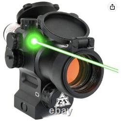 AT3 LEOS Red Dot Sight with Integrated GREEN Laser Sight & Riser. NEW IN BOX