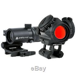 AT3 Tactical 4x Magnified Red Dot Kit RD-50 Red Dot Sight with 4xRDM Magnifier