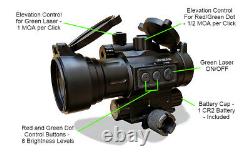 Aimpro ALFA Tactical Red Dot Reflex Sight with Built-in Visible Green Gun Laser