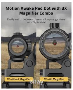 CVLIFE JackalHowl Red Dot Sight & 3X Magnifier Combo Set 2 MOA Motion Awake NEW