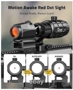CVLIFE JackalHowl Red Dot Sight & 3X Magnifier Combo Set 2 MOA Motion Awake NEW