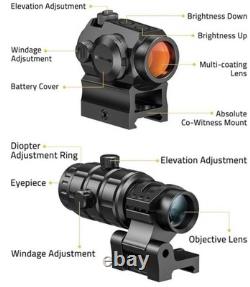 CVLIFE JackalHowl Red Dot Sight & 3X Magnifier Combo Set 2 MOA Motion Awake NEW