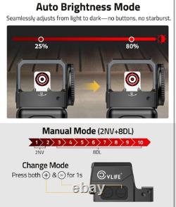 CVLIFE WildHawk Enclosed Auto-Brightness Red Dot Sight for RMS