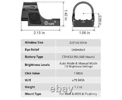 CVLIFE Wolfcovert Auto Brightness 7 Reticle Red Dot Sight NEW MSRP $200