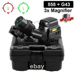 G43 3X Sight Magnifier With Switch to Side QD Mount + 558 Red Green Dot Clone