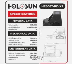 HOLOSUN Elite Red Dot Sight HE508T-RD X2 New In Box Red Dot HE508T