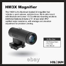 HOLOSUN HM3X Flip to Side 3x Red Dot Magnifier QD Mount