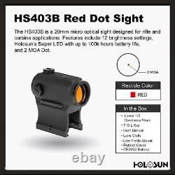 HOLOSUN HS403B Red Dot Sight, 2MOA Dot, Shake Awake Technology Used