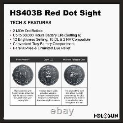 HOLOSUN HS403B Red Dot Sight, 2MOA Dot, Shake Awake Technology Used