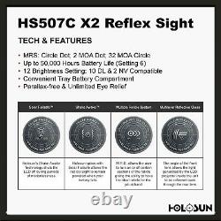 HOLOSUN HS507C-X2 Classic Multi Reticle Red Dot Sight, Black