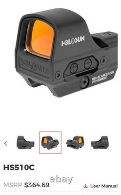 HOLOSUN HS510C 2 MOA Open Reflex Circle Dot Solar Power Holographic Red Sight