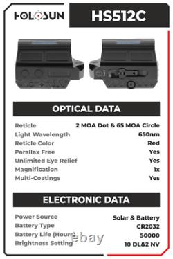 HOLOSUN HS512C Reflex Red Dot Sight