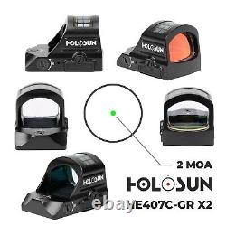 Holosun 2 MOA Green Dot Open Solar Reflex Sight, RMR Footprint HE407C-GR X2