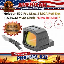Holosun 507 Pro Max, 2 MOA Red Dot + 8/20/32 MOA Circle FREE Kershaw