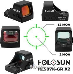 Holosun HE507K-GR X2 Elite Open Reflex Multi-Reticle Green Dot Sight