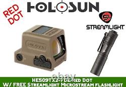 Holosun HE509T-RD X2 Red Dot Sight FDE With FREE Streamlight Flashlight