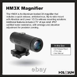 Holosun HM3X 3X Flip to Side Quick Release Mount Red Dot Sight Magnifier HM3X