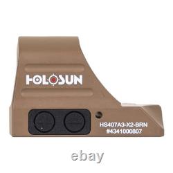 Holosun HS407A3 Brown 3MOA Reflex Sight HS407A-3-X2-BRN RMR Mount Shake Awake