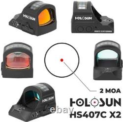 Holosun HS407C X2 2 MOA Red Dot Open Reflex Sight, Free Shipping
