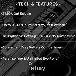 Holosun HS407C X2 2 MOA Red Dot Open Reflex Sight, Free Shipping