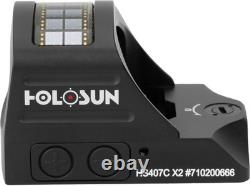 Holosun HS407C-X2 Red Dot Sight 1x, 2 MOA Dot, Black, HS407C-X2 HS407C X2