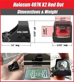 Holosun HS407K X2 Red 6 MOA Dot Open Optical Sight HS407K-X2 Red Dot