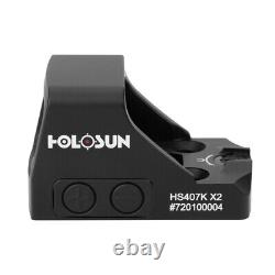 Holosun HS407K-X2 Red 6 MOA Dot ShakeAwake Reflex Optical Sight, Concealed Carry