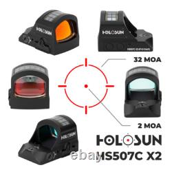 Holosun HS507C-X2 MultiReticle Red 2 MOA Dot Solar Reflex Sight Concealed Carry