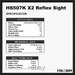 Holosun HS507K-X2 Red Dot Reflex Sight for Pistol