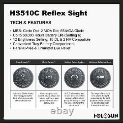 Holosun HS510C Open Reflex Circle Dot Holographic Red Dot Sight Solar Power