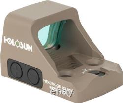 Holosun Open Reflex Compact Micro Green Dot Sight 6 MOA Reticle HE407K-GR X2 FDE