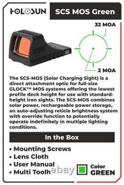 Holosun SCS MOS Green Multi-Reticle 2MOA&32MOA Circle Dot Reflex Sight SCS-M-GR