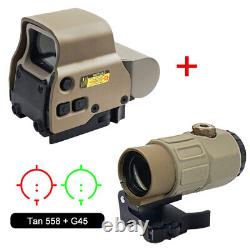 Hunting 558 Holographic Red/Green Dot Sight Scope G45 Magnifier 5x QD 20mm Rail