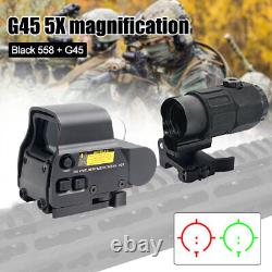 Hunting 558 Red/Green Dot Sight Scope G45 Magnifier 5x Holographic QD 20mm Rail