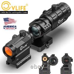 Motion Awake 3 MOA Red Dot Sight RifleScope with 3X Flip to Side Magnifier Combo