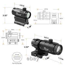 Motion Awake 3 MOA Red Dot Sight RifleScope with 3X Flip to Side Magnifier Combo