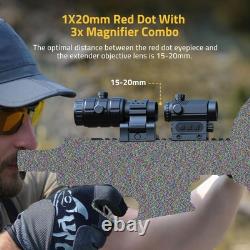 Motion Awake 3 MOA Red Dot Sight RifleScope with 3X Flip to Side Magnifier Combo