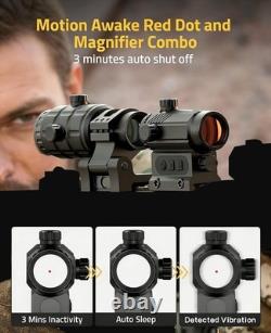 Motion Awake 3 MOA Red Dot Sight RifleScope with 3X Flip to Side Magnifier Combo