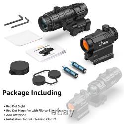 Motion Awake 3 MOA Red Dot Sight RifleScope with 3X Flip to Side Magnifier Combo