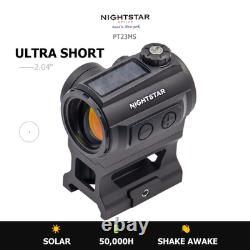 PT23MS Ultra Short Solar Red Dot Sight Shake Awake 50,000H Waterproof