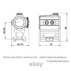 PT23MS Ultra Short Solar Red Dot Sight Shake Awake 50,000H Waterproof