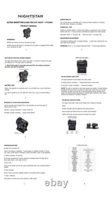 PT23MS Ultra Short Solar Red Dot Sight Shake Awake 50,000H Waterproof