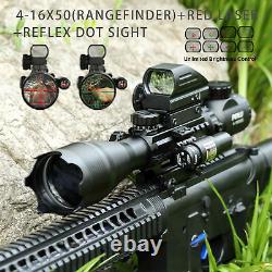 Pinty 3 in 1 4-16x50 Rangefinder Rifle Scope Red laser & Reflex Dot Sight scope