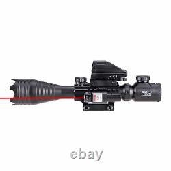 Pinty 3 in 1 4-16x50 Rangefinder Rifle Scope Red laser & Reflex Dot Sight scope